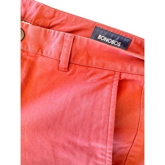 NWT Bonobos Men's Slim Fit Chino Pants 32x34 Rich Coral Preppy Summer Pants - Picture 2 of 6